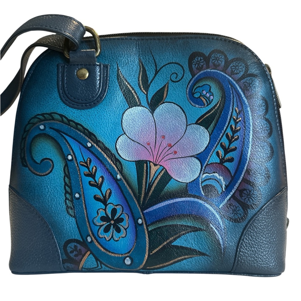 Anna by Anuschka Hand Painted Leather Small Multi Compartment Crossbody